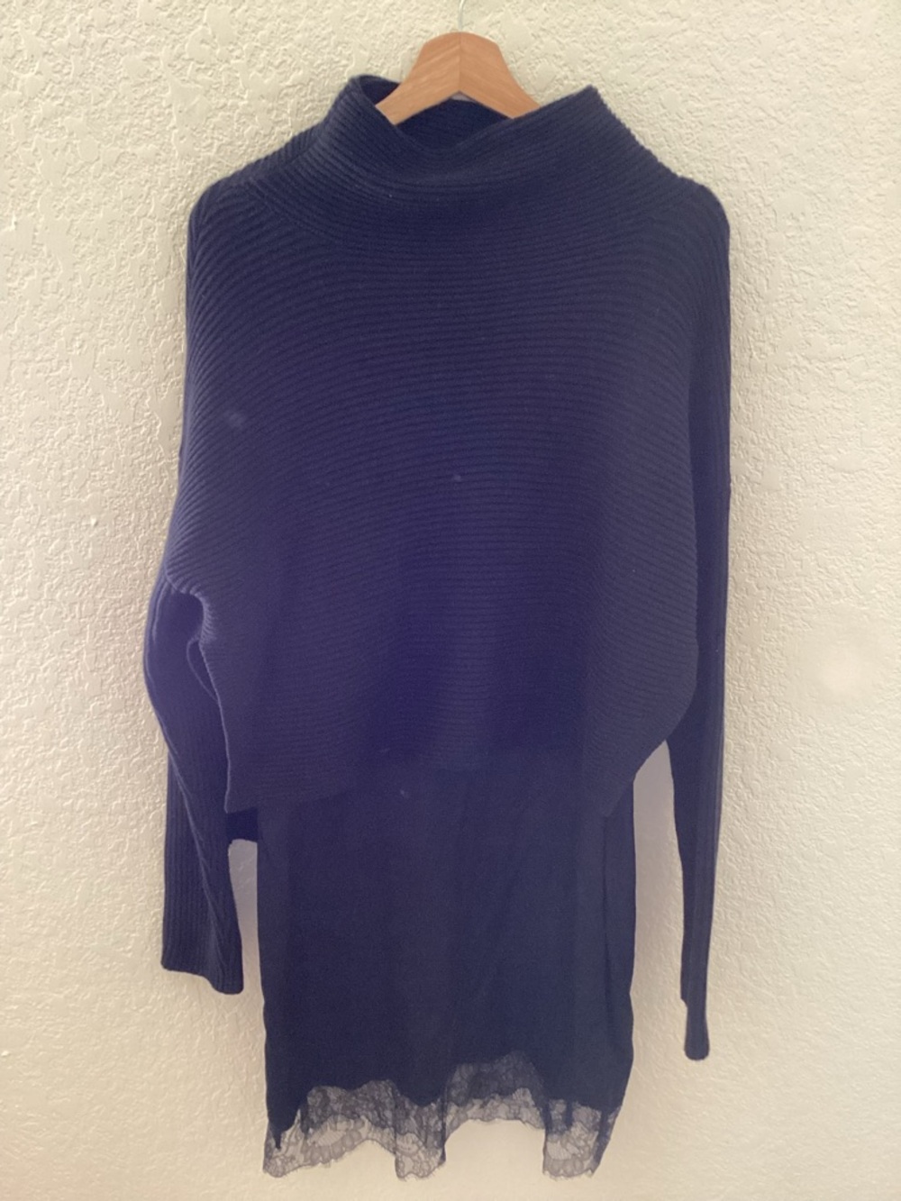 All Saints Black ELOISE 2-IN-1 JUMPER Sweater Lace Layer DRESS Set - Picture 4 of 13